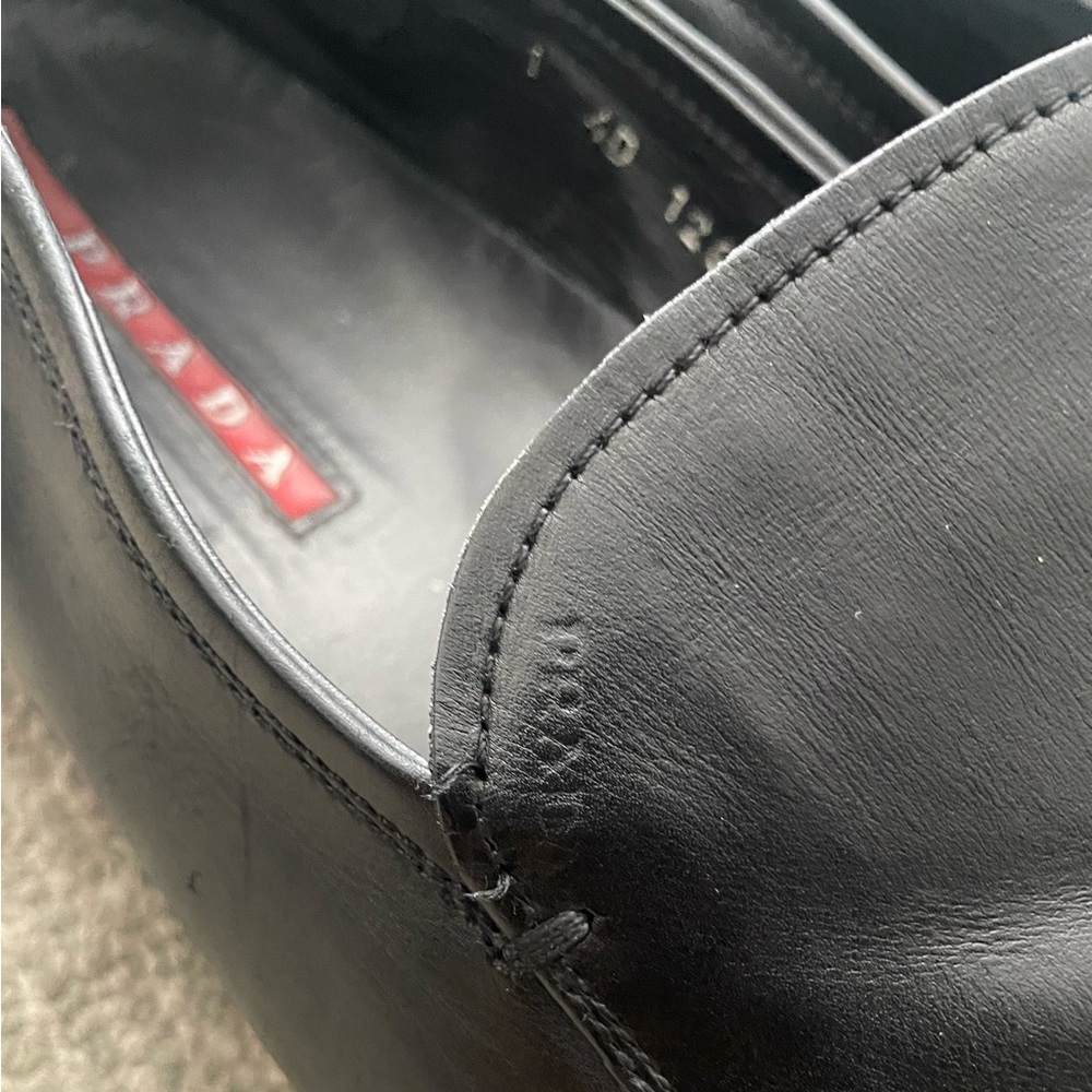 PRADA *LINEA ROSSA* Mens Black Slip On Logo Vamp Loafer With Dust Bag - Picture 7 of 9